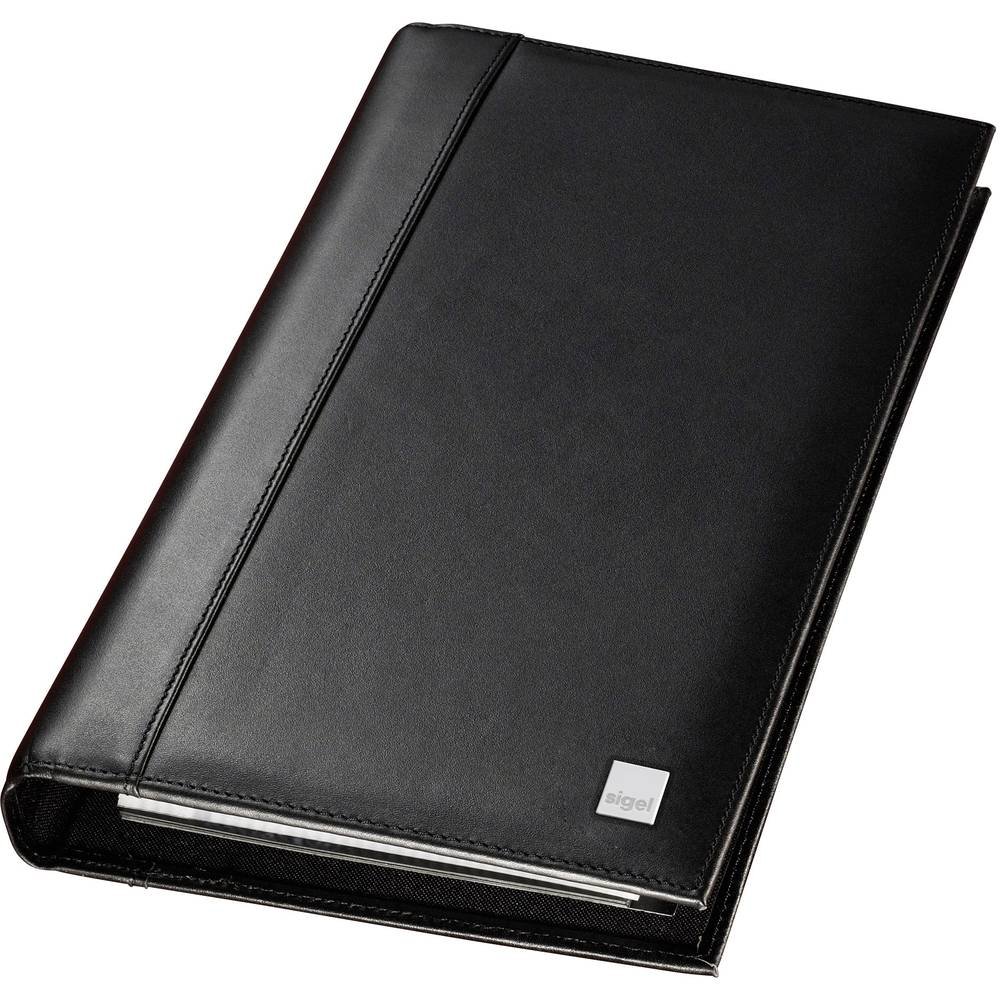 SIGEL VZ204 Leather Business Card Organiser, Torino, 16 x 27.5 cm, Black