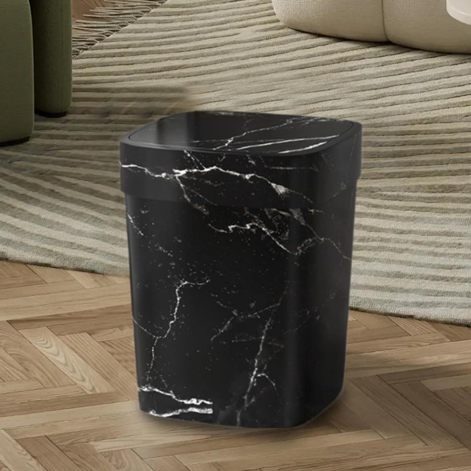 Trash Can Countertop Compost Bin Garbage Can Rubbish Can Trash Bin Waste Bin Garbage Container for Home Bathroom Study Garage, White, S(Black,Small)