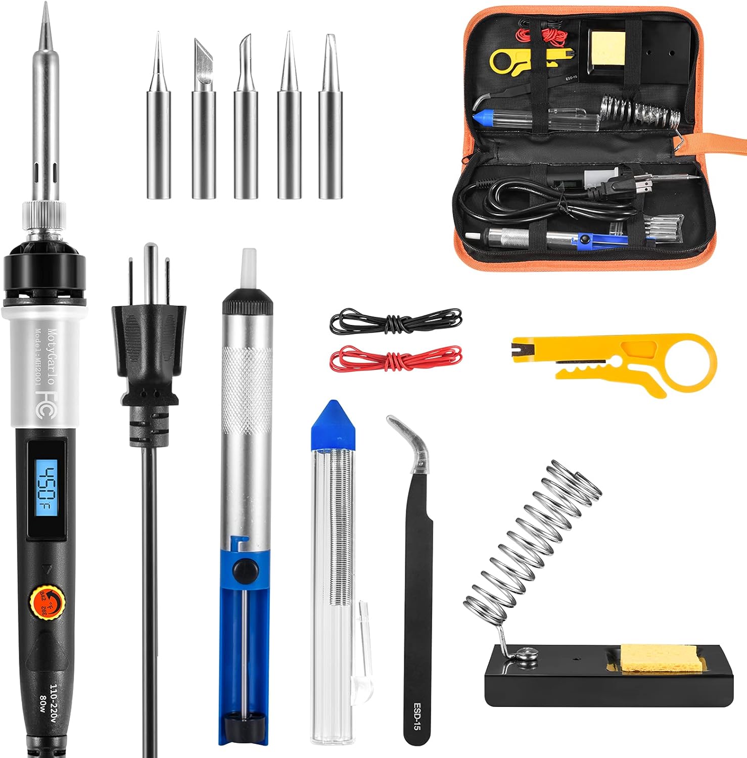 Soldering Iron Kit Electronics, 80W Adjustable Temperature Welding Tool
