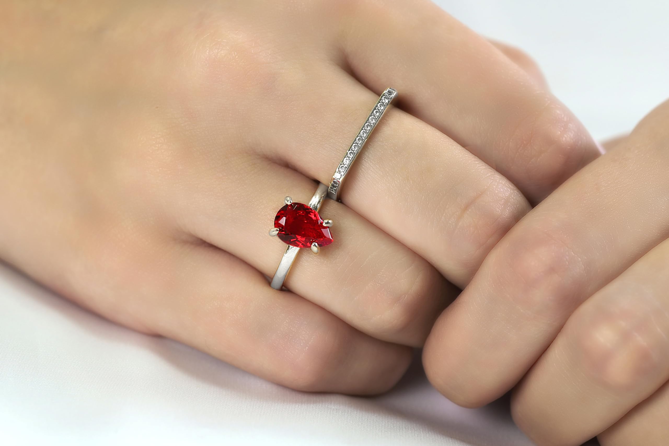 Handgefertigter Birne Rubin Geburtsstein Ring - Handgemachter Rose Gold Schmuck für Frauen - Individuelle Edelstein Verlobungsringe, Trauringe, Jahrestag Ringe, Mode Ringe - mit Kasten