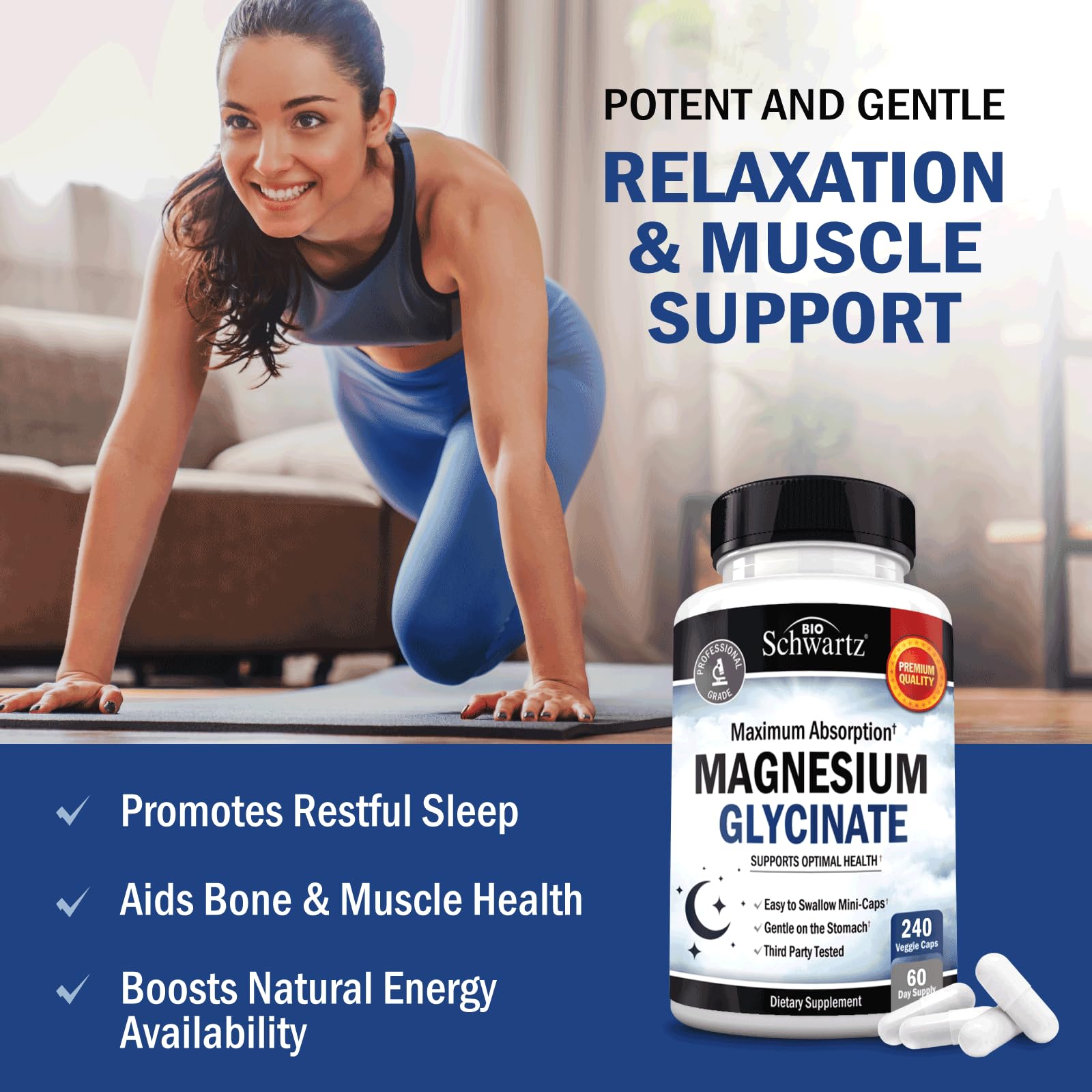 BioSchwartz Magnesium Glycinate 500mg Capsules (240 Mini Caps) — Amazon image 2