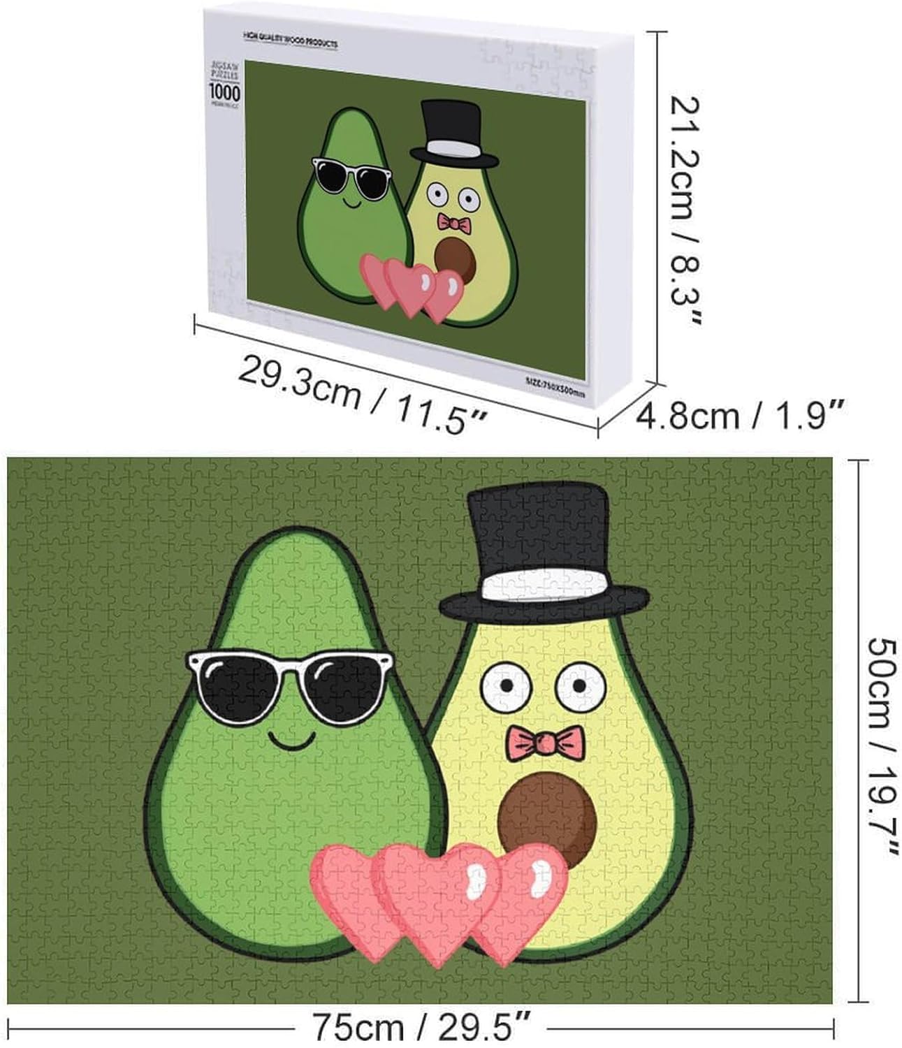 Avocado Puzzles for Adults 1000 PCS Wooden Jigsaw Puzzle Wall Decor Christmas