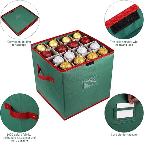 Miniatura 6 de Cabilock Caja de almacenamiento plegable para adornos de Navidad, a prueba de desgarros, mango de tela Oxford 600D, contenedor de almacenamiento con