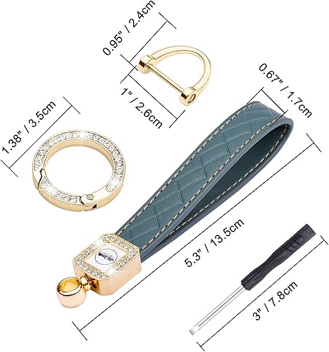 Miniatura 7 de Wisdompro Llavero de cuero brillante para automóvil, llavero universal de cuero de microfibra para llavero