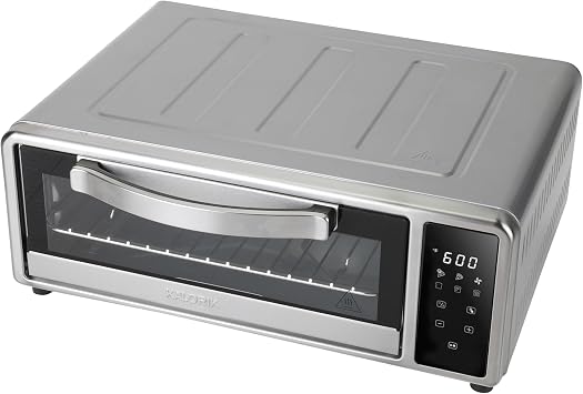 Kalorik MAXX Air Fryer Pizza Oven with Stone, Turbo-Heat Technology Up To 600F Featuring Touchscreen Controls with 6 Preset Functions Fits 12-Inch Pizzas, 1700-Watts, Stainless Steel