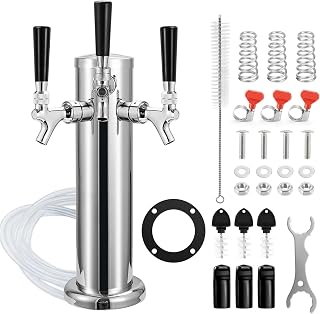 FERRODAY 3 Taps Beer Tower Dispenser, 3" Kegerator Tower Kegerator Part Kit