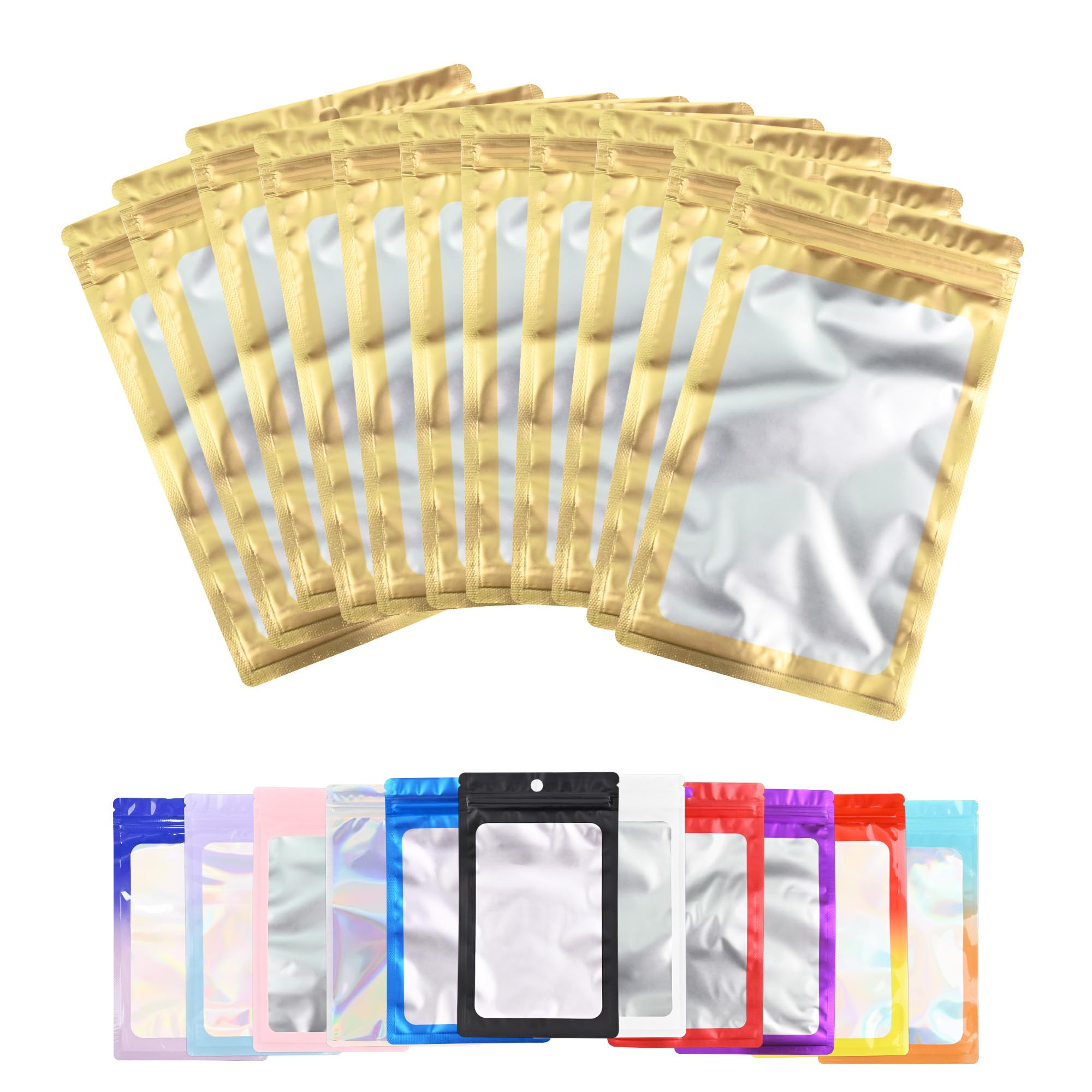 Photo 1 of 100 Pcs Gold Zipper Bags for Food Storage and Small Business(3.2x5.5 inch)