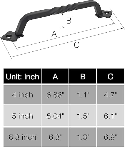 Miniatura 2 de OVOV Paquete de 2 tiradores de puerta de granero para puerta de jardín de madera, cobertizo, puerta de gabinete (5 pulgadas)
