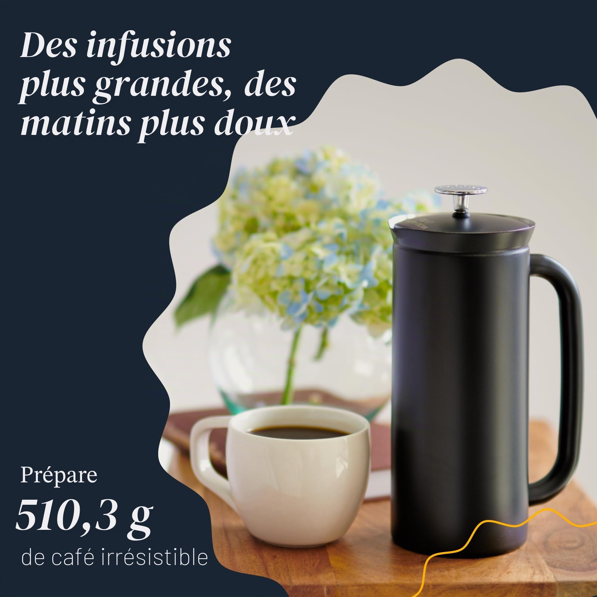 Espro P7 French Press Cafetière à piston isotherme à double paroi en acier inoxydable avec micro-filtre – Garde les boissons chaudes plus longtemps, parfait pour la maison (noir mat, 45 oz)