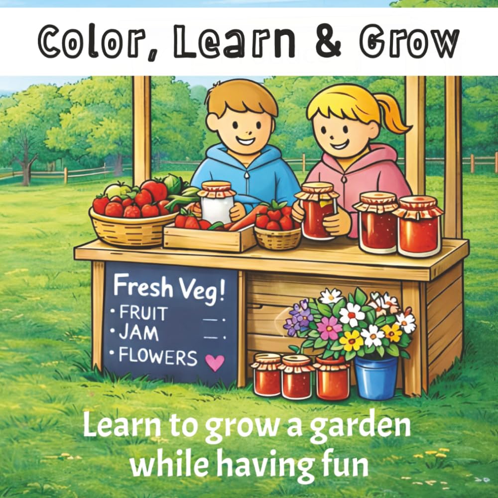 Color, Learn, Grow.: Learn to grow a garden - while having fun. Easy 20 step guide. Perfect gift idea.