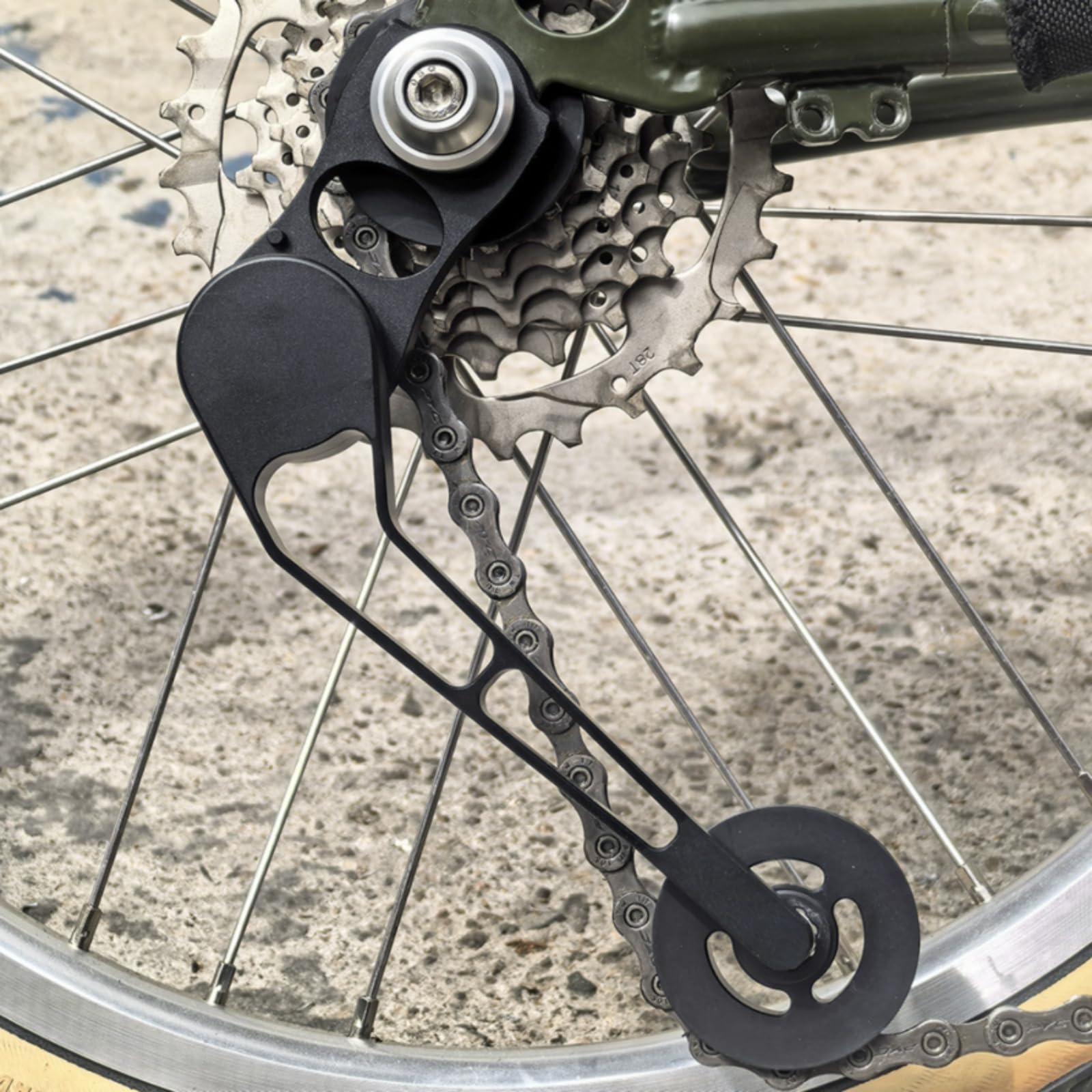 Kettenspanner Fahrrad Kettenführungskörper Kettenrädchen Schaltwerks-spannhalter aus Aluminiumlegierung mit 11T Rolle Und Gewindesicherung für Falträder Pendler Wartung