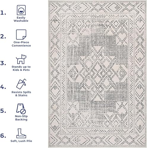 Miniatura 10 de nuLOOM Mia - Alfombra ultrafina de medallón geométrica lavable a máquina, 8 pies, redonda, color gris claro
