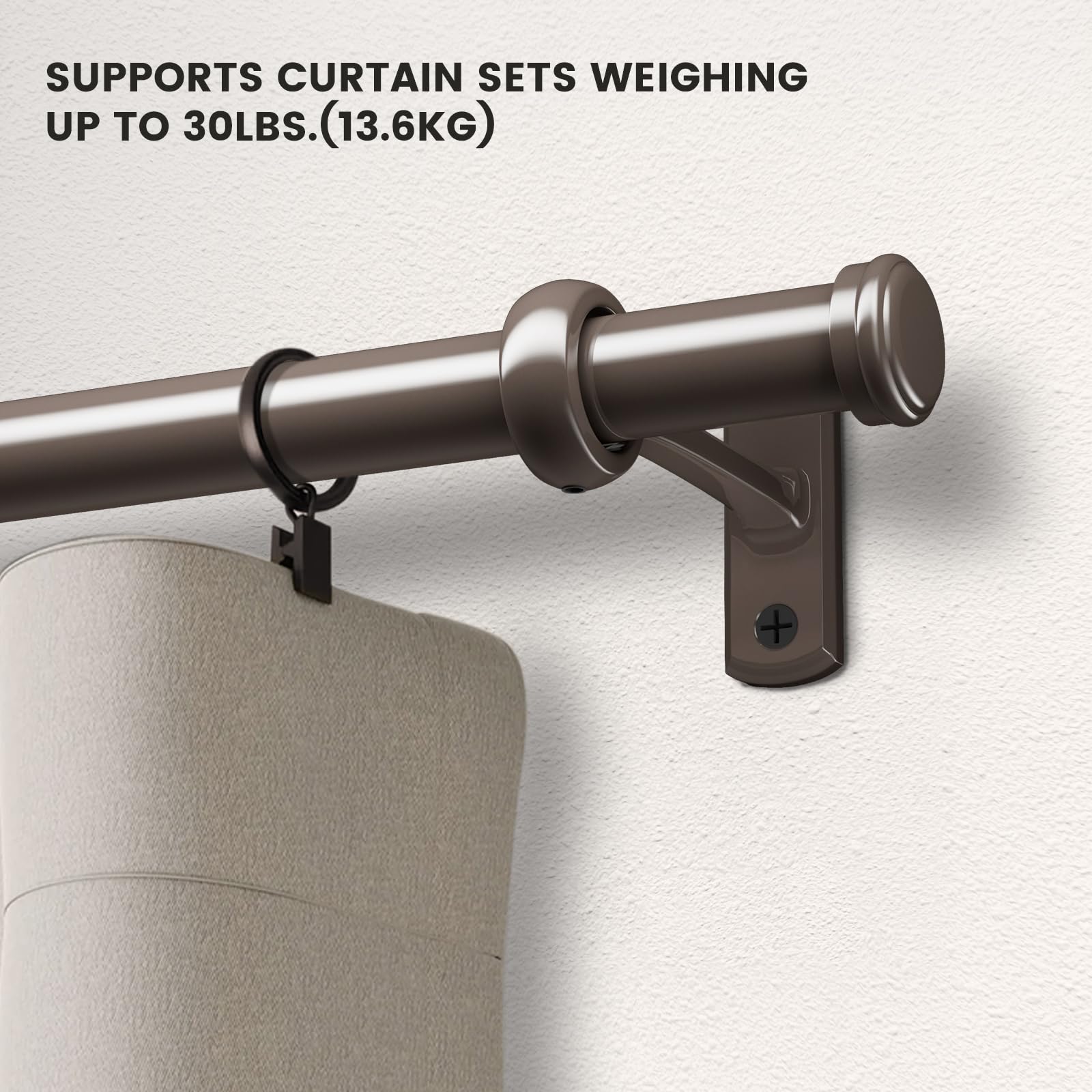 Gardinenstange Mit Gebogenen Seiten – Verstellbar Von 71,1 Bis 134,7 Cm, 2,5 Cm Durchmesser, Antik-Bronze | Für 100% Verdunklung Im Schlafzimmer Oder Wohnzimmer