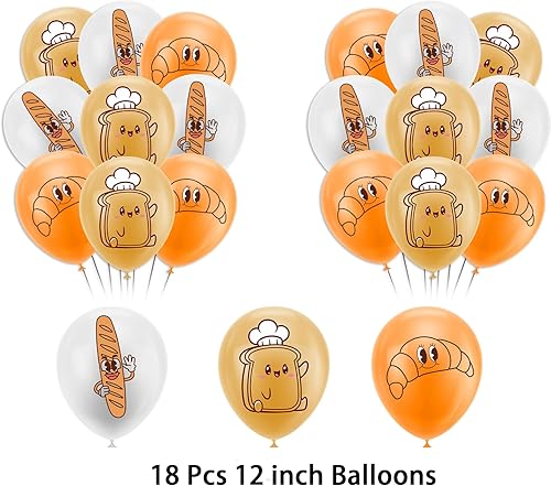 Miniatura 6 de Decoraciones de fiesta de pan tostado, suministros de fiesta de cumpleaños, incluye pan tostado, pan, decoración de tartas, globos para decoración