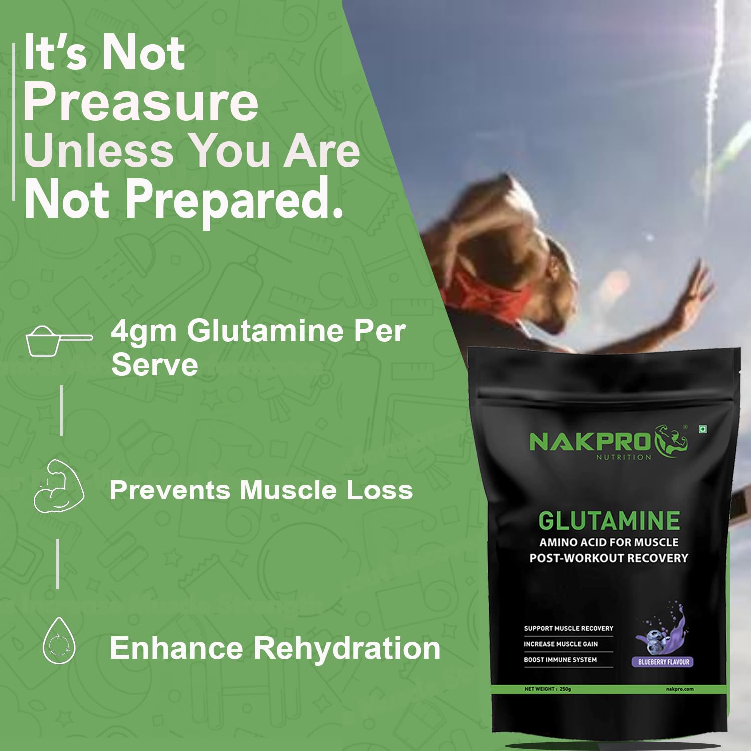 Nakpro L-Glutamine Powder | 4g Glutamine Per Serving, 50 Servings | Post Workout Amino Acid Supplement for Muscle Growth and Recovery (Blueberry, 250g) — Amazon image 7