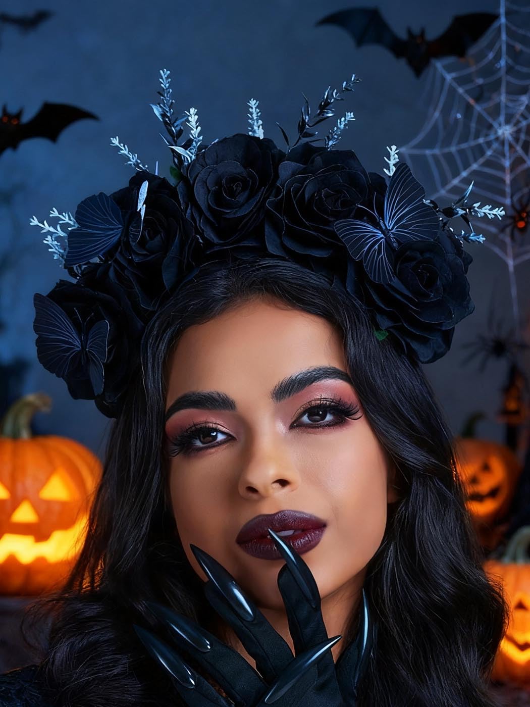 Reaky Serre-tête D'Halloween Avec Strass Noirs Et Perles