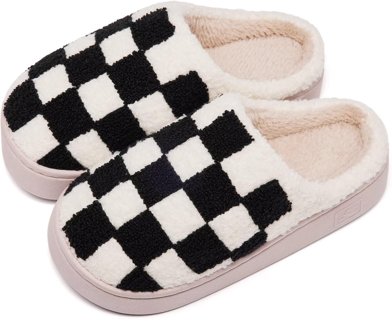 Checkered Girls House Slippers,Comfort,Wool-Like Plush Fleece Lined,in Winter Keep Warm,Slip-On for indoor - Image 2