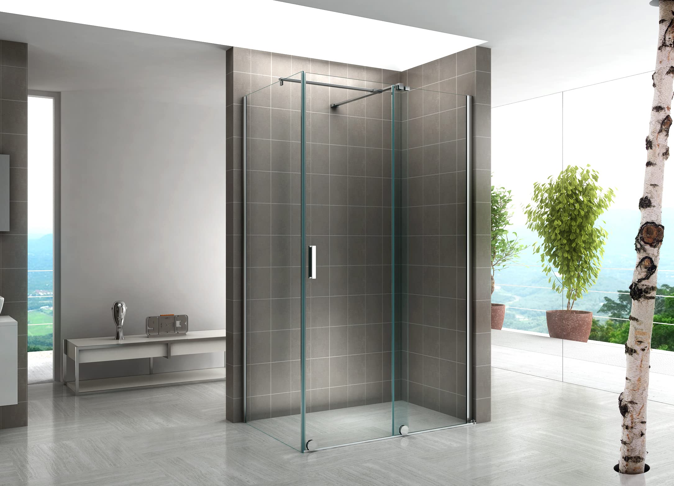 i-flair Cabina de ducha Nadine, 140 x 80 cm, mampara de ducha con puerta corredera en cromo, cristal de seguridad templado de 8 mm, cristal transparente, montaje a izquierda y derecha