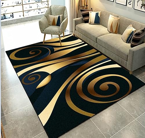 ZHEHUA Alfombra geométrica dorada de estilo abstracto para dormitorio mesita de noche alfombra completa para el hogar sala de estar sofá