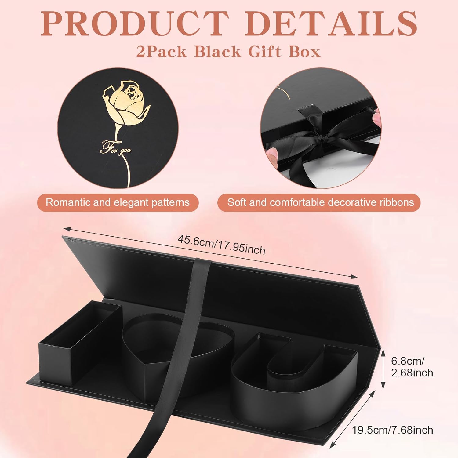 Engrowtic 2 Pack I Love You for Flowers Empty Mother's Day Boxes ''i Love U'' Letter Floral Fillable Box Empty Cardboard Gift Box with Lids for Wedding, Birthday, Mother's Day Packing(Black)