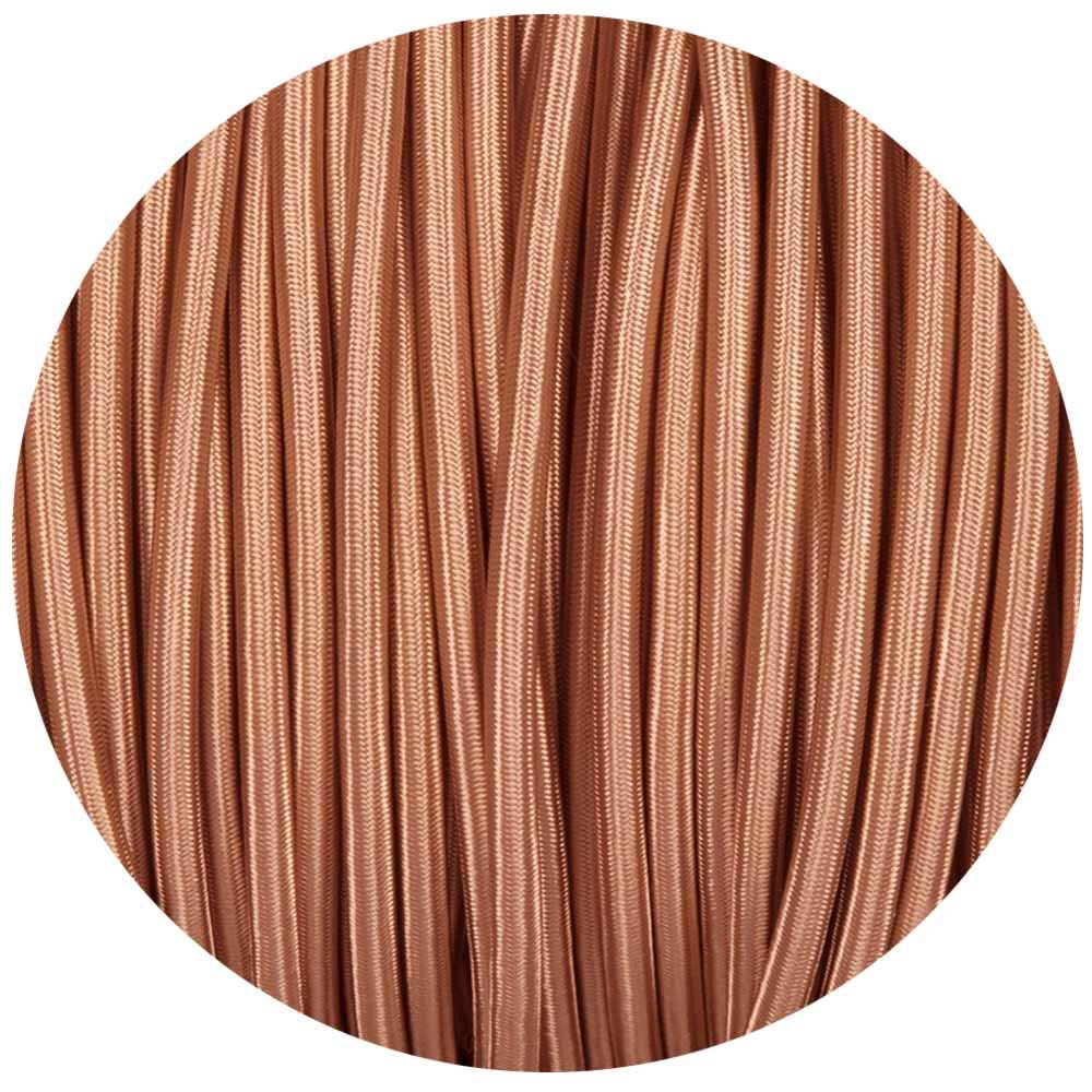 2 Core 5 Meters Rose Gold Colour Round Fabric Cable, Vintage Style Italian Braided 0.75mm Flexible Lighting Electrical Cable for UK Lighting.