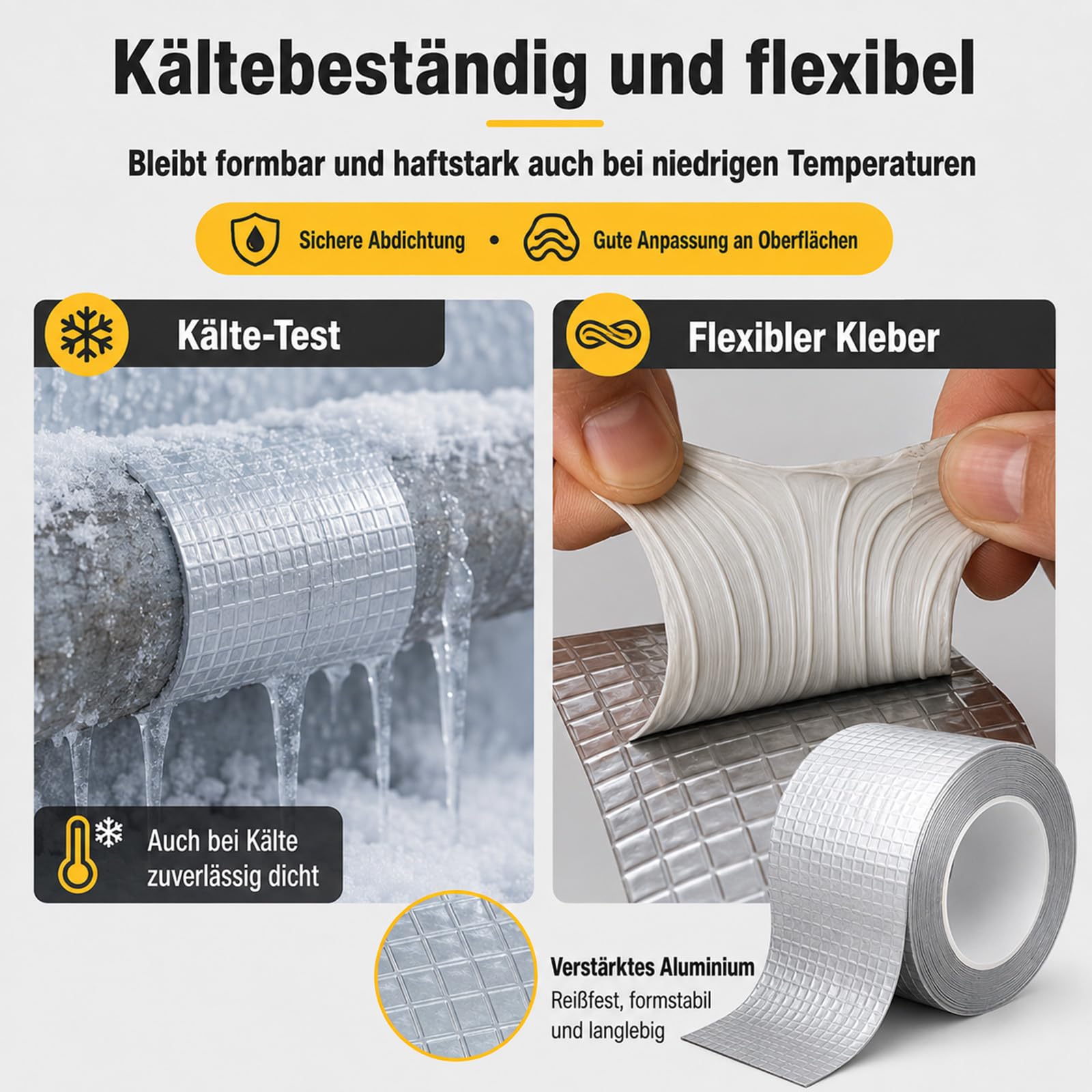 SiegelKraft-Reparaturband von Treuquell, Wasserdichtes Butylband, 5 m (10 cm x 5 m)