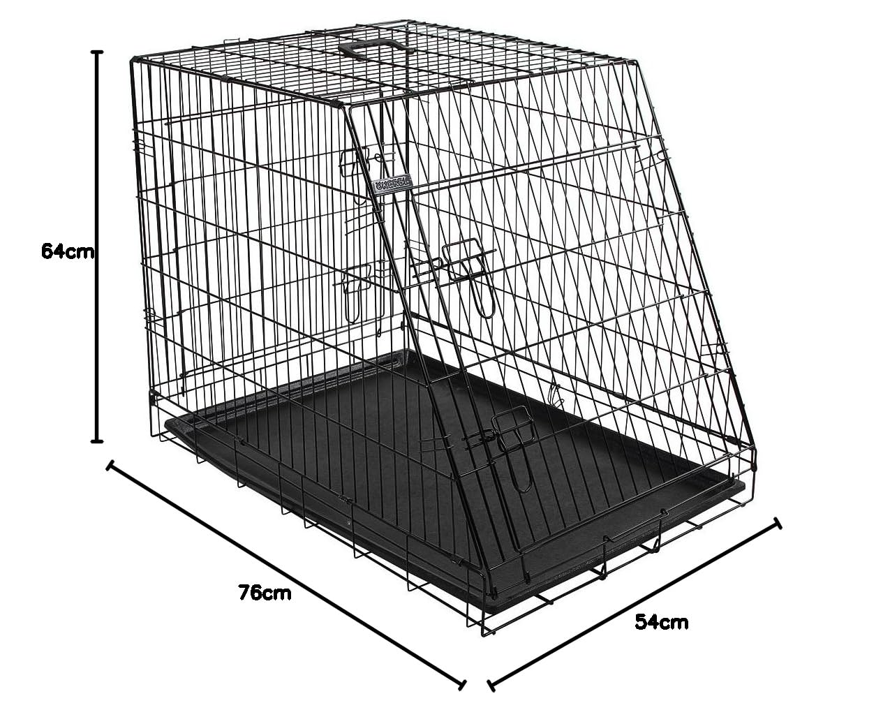Kerbl 81367 Gittertransportbox, klappbar, 76 x 54 x 64 cm, 2 Türen, schwarz