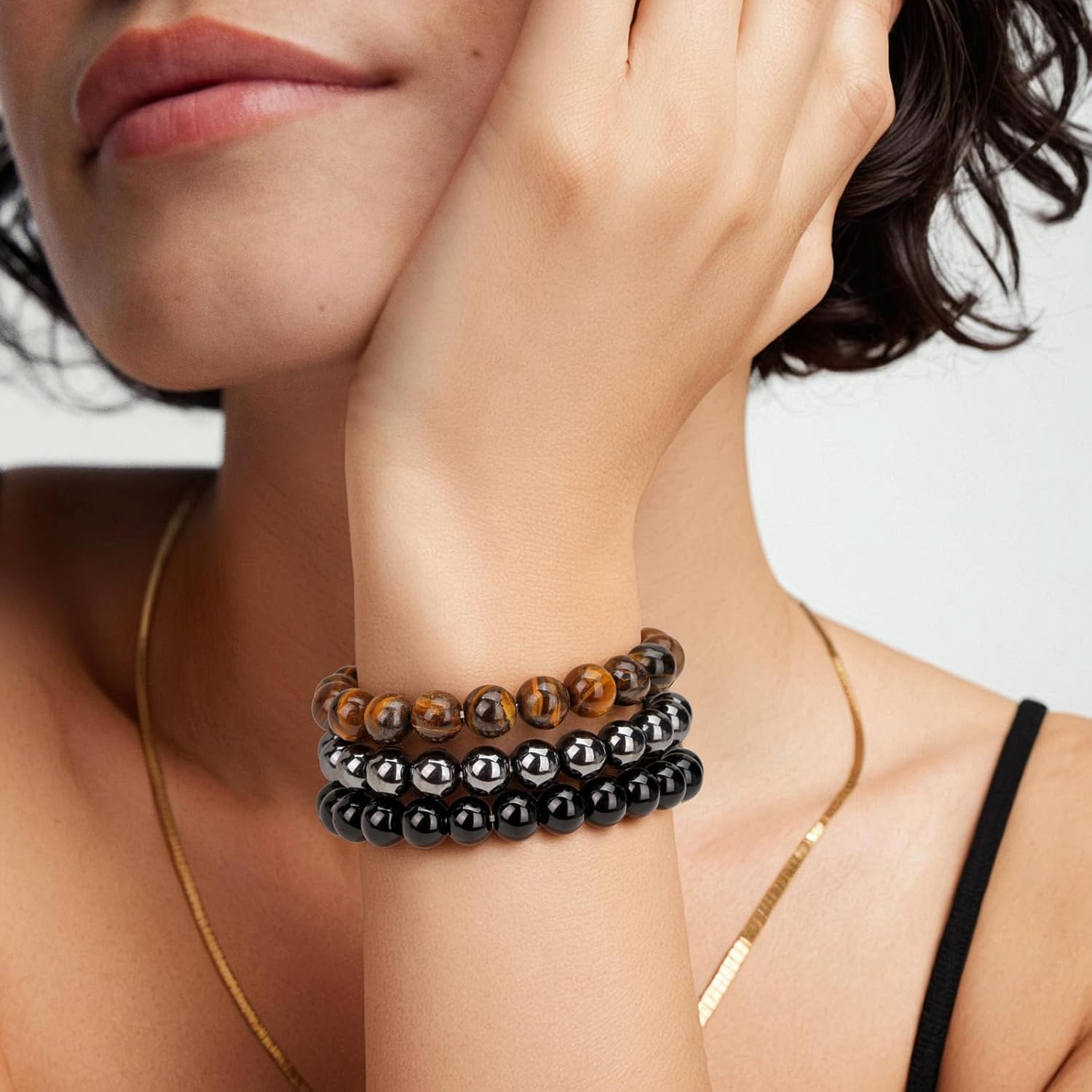 3PCS Healing Crystal Bracelets for Women Men 8mm Natural Stone Beaded Stretch Bracelet Handmade Gemstone Reiki Spiritual Jewelry Gifts - Image 4