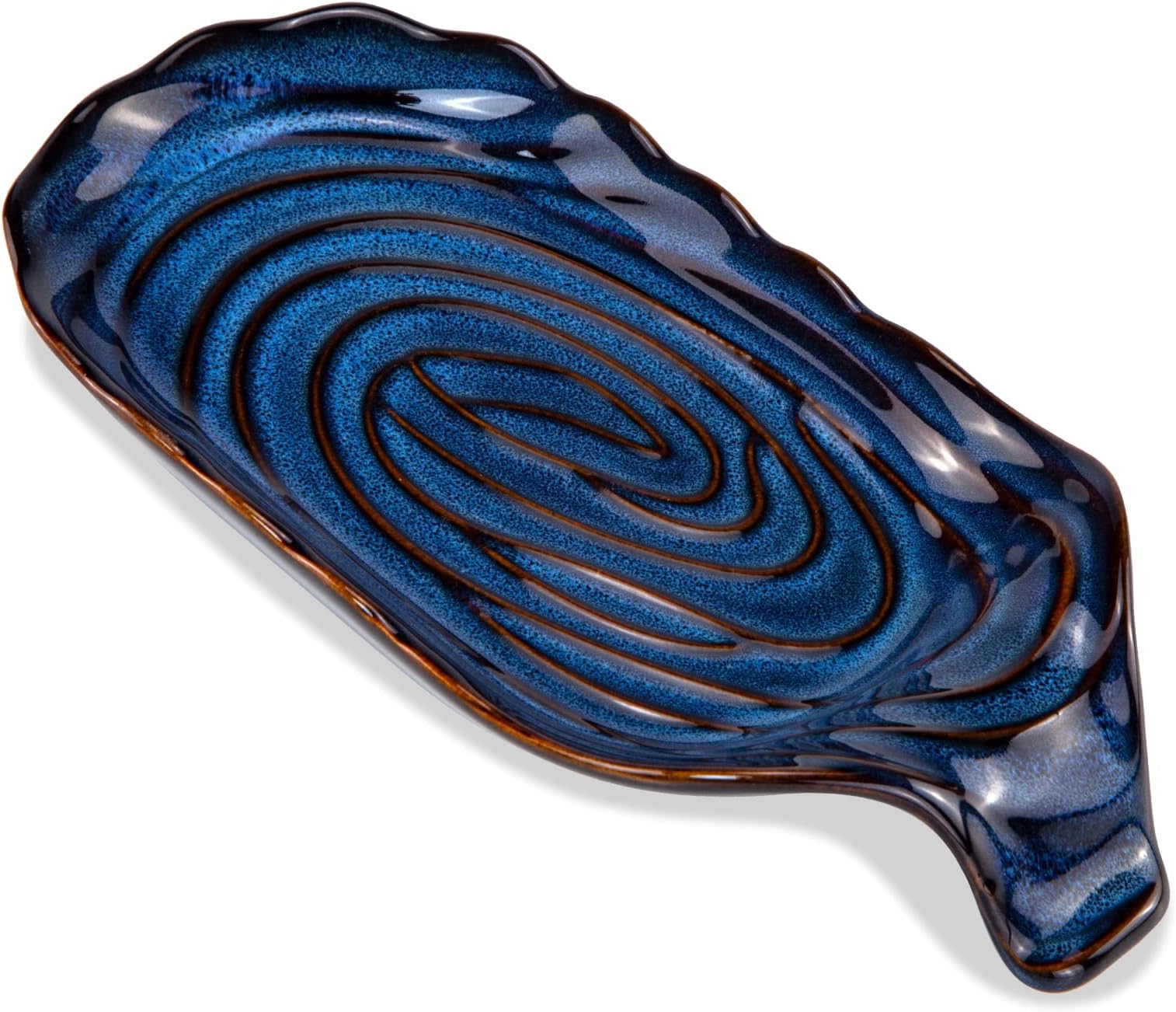 Ceramic Spoon Rest for Stove Top, Eisinly Vintage Blue Porcelain Spoon Holder for Kitchen Counter, Heat-Resistant Utensil Rest, Elegant Small Serving Plate as Farmhouse Kitchen Gadgets