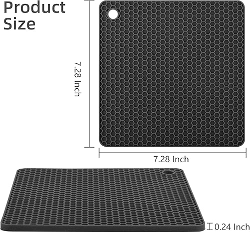 Miniatura 10 de IFFMYJB Salvamanteles de silicona multiusos para soportes para ollas y platos calientes, tapete antideslizante de diseño acanalado, almohadilla de