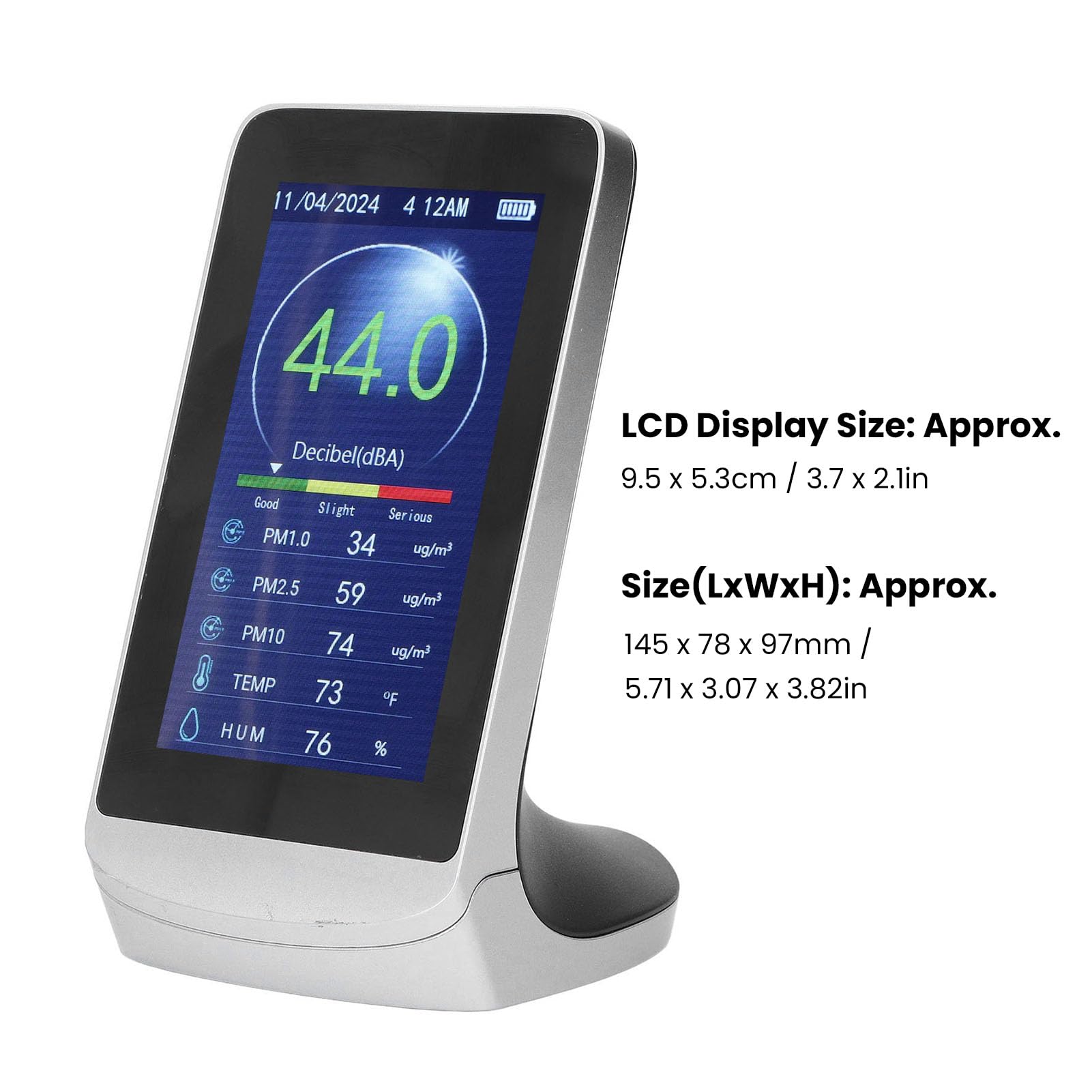 Decibel Meter Sound Level Reader High Definition LCD Screen Multifunctional Noise Detector for Home Office Wall Hanging for Health Prevention 1 X Main Unit