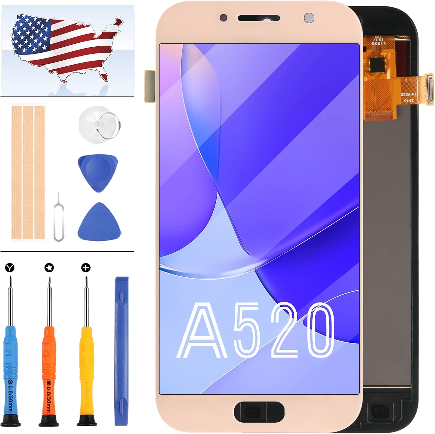 Screen Replacement for Samsung Galaxy A5 2017 A520 LCD Display SM-A520F Matrix Panel Parts Assembly Touch Sensor Digitizer Glass Lens Kit (TFT Black)