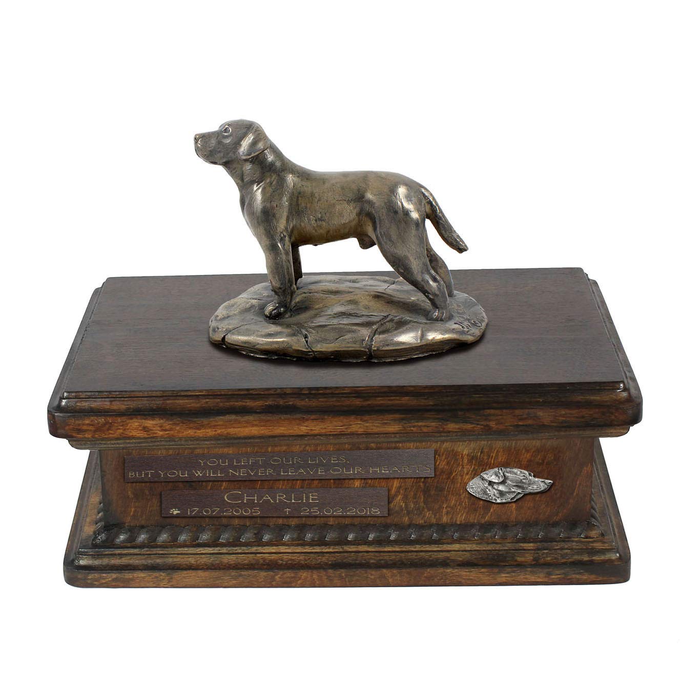 Urne souvenir pour chien Labrador statue commémorative en bronze