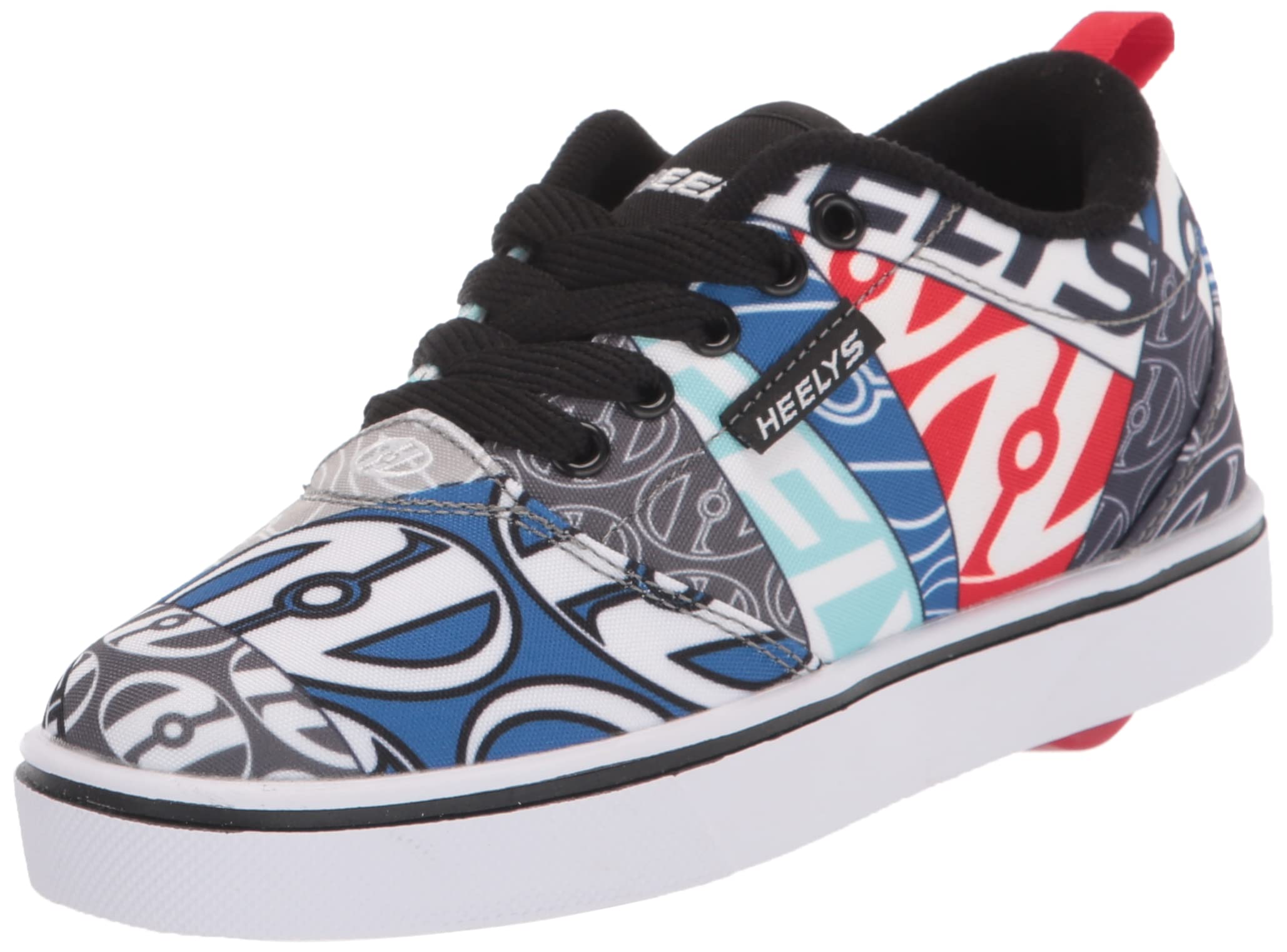 HEELYS Youth Kids Pro 20 Prints Wheels Skate Sneaker Shoes (White/Black/Multi Logo, Numeric_2)
