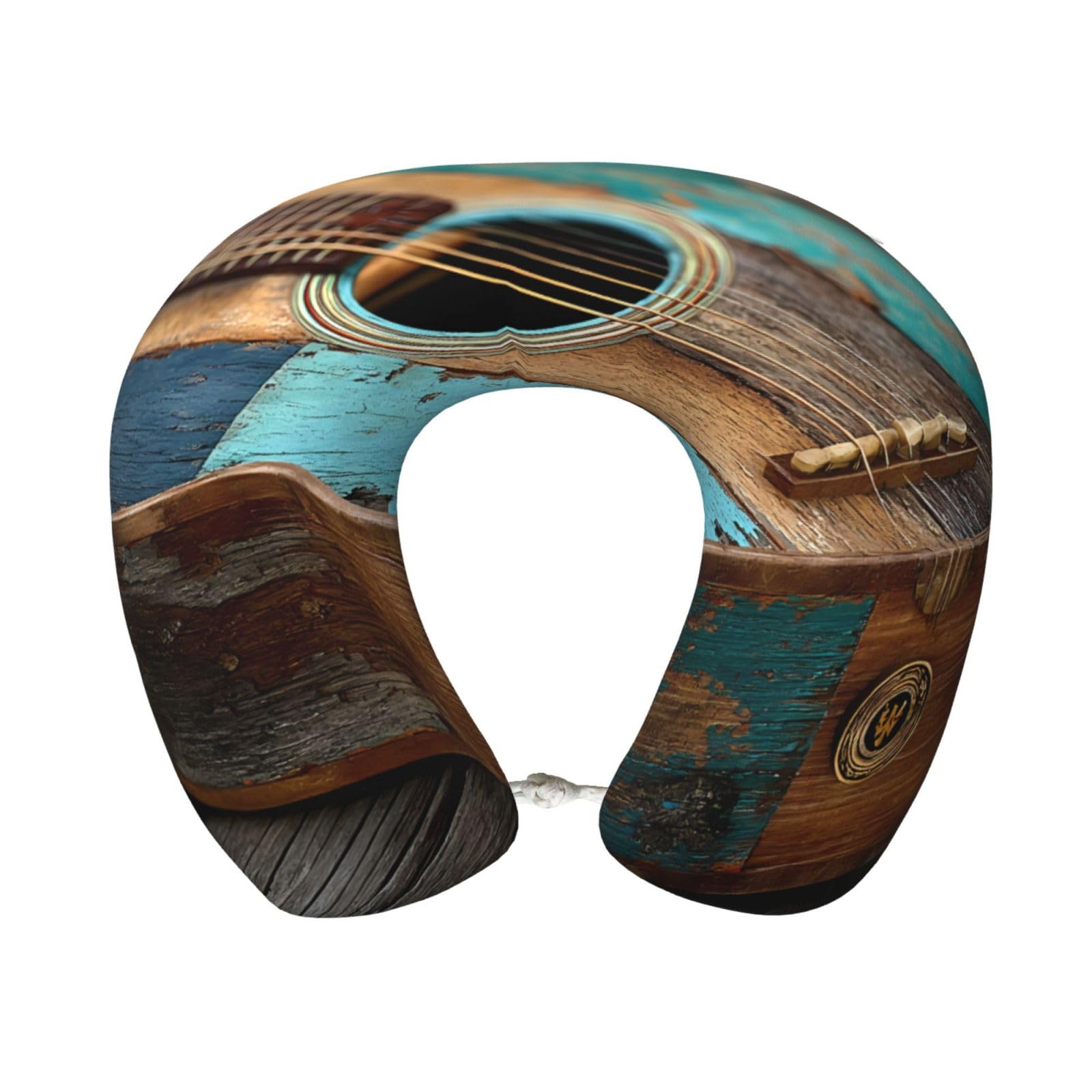 BOAIHH Blue Guitar Memory Foam Travel Pillow for Soft Comfort Fits Snugly for Naps Office, and Airplane Use