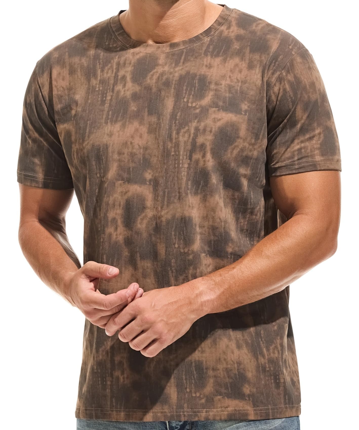 YINGDA Herren Druck-T-Shirt | Vorverzogene Knittern T-Shirts mit mittlerer Elastizität