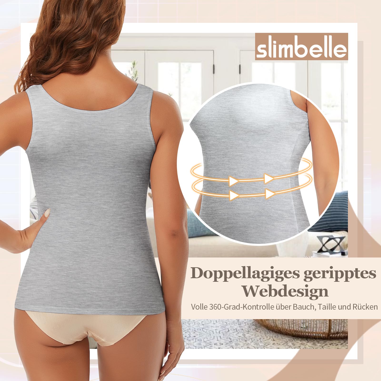 SLIMBELLE Damski biustonosz podkoszulek Basic Tank Tops ze zintegrowanym biustonoszem, szerokie ramiączka, bezszwowa podeszwa, bez fiszbin, wyściełana koszula, okrągły dekolt, koszula z braletką