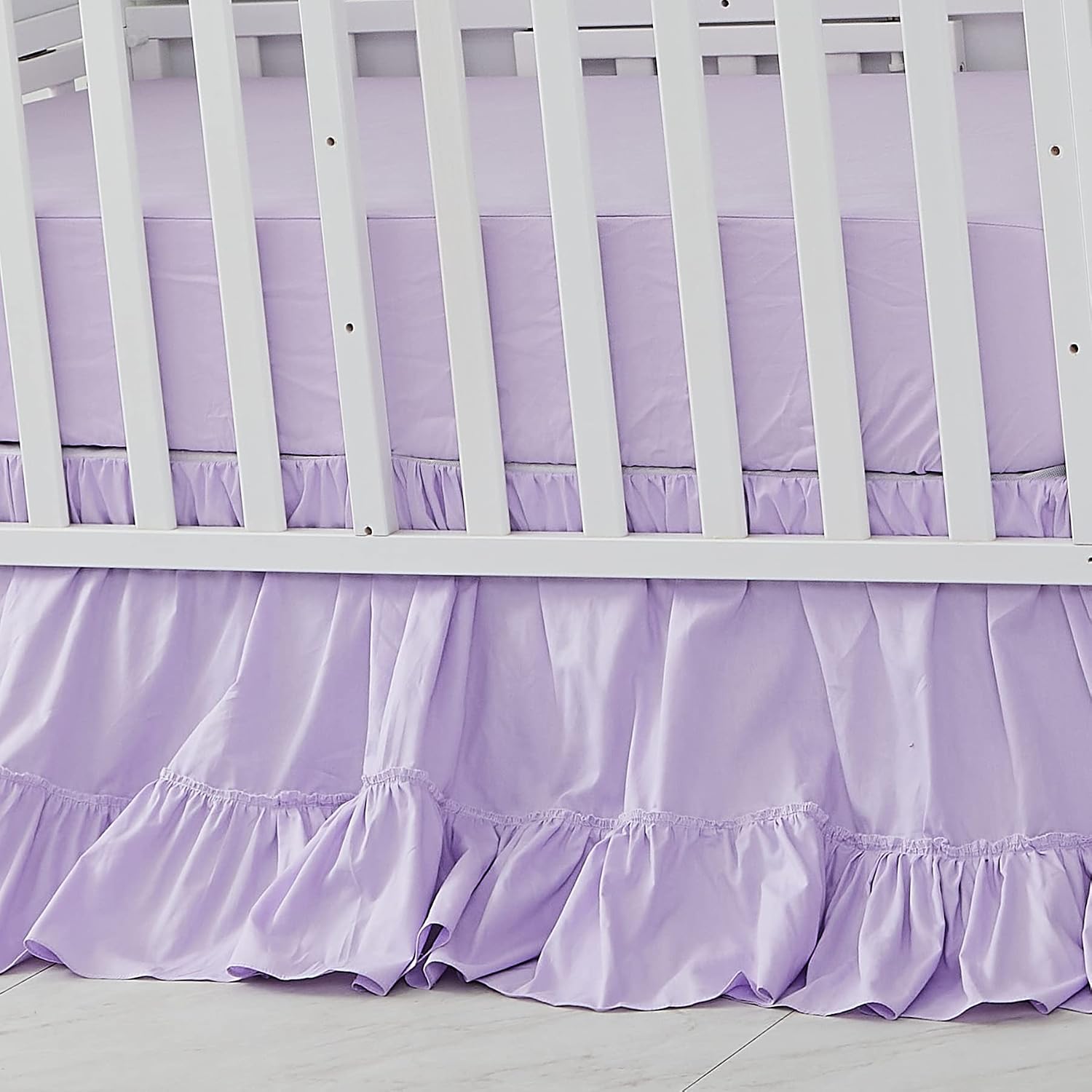 Brandream Crib Bed Skirt for Baby Girls Boys Purple Boho Bohemian Solid Cotton Toddler Bedskirt Farmhouse Chic Ruffle - Review, Price and Buying Guide