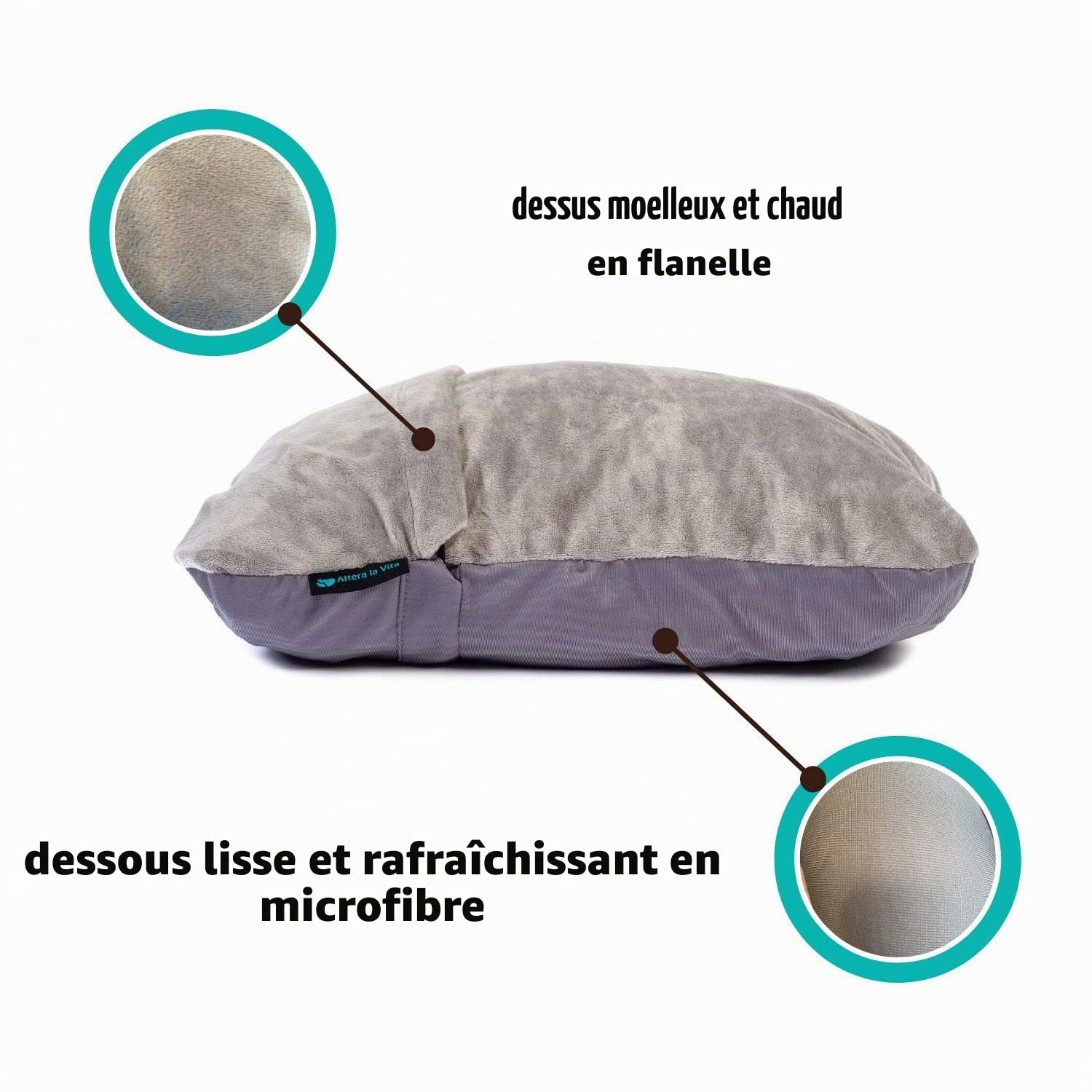 Coussin de voyage en mousse à mémoire de forme broyée - Compressible - Pour avion, train, voiture, camping, camping, ultra léger et doux