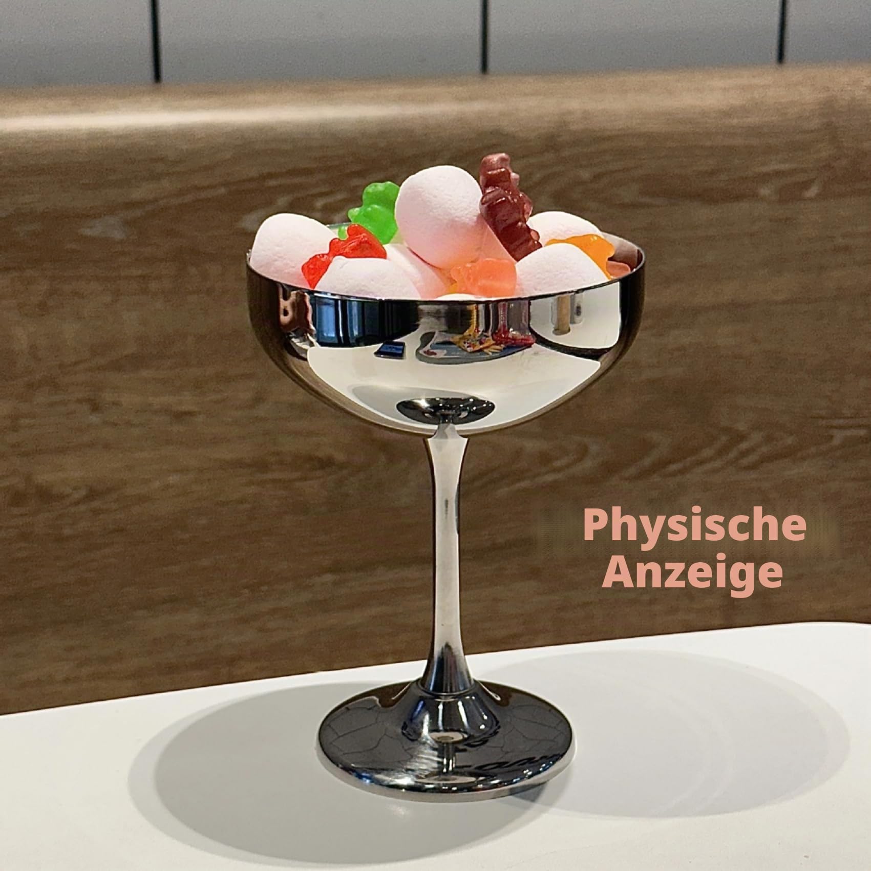 4 Stück Eisbecher Edelstahl Set, Dessertgläser mit Standfuß Bruchsicher Spülmaschinenfest Dessertschalen für Eis,Fruchtpudding,Salat Modernes Design für Zuhause (Silber und Groß-270ML)