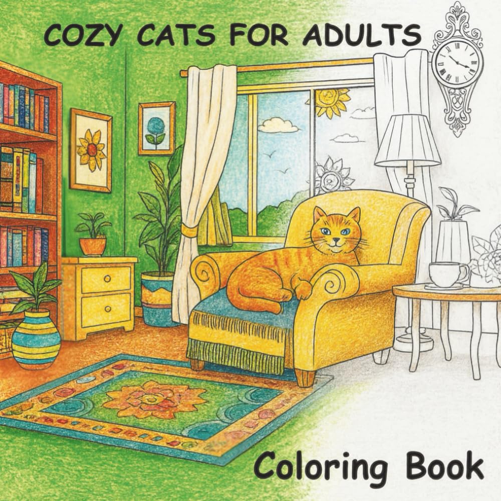 COZY CATS FOR ADULTS COLORING BOOK: Bold Easy Coloring Page Designs for Kids, Teens and Adults (Bold and Easy Coloring Collection)