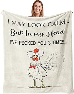 Julazy Funny Chicken Gifts Blanket 50"X60", Unique Best Friend Birthday for Women, Gag Gift for Women/Men, Relaxation/Stress Relief Gifts for Cowoker/Friend/Mom, Quirky Home Decor for Chicken Lovers