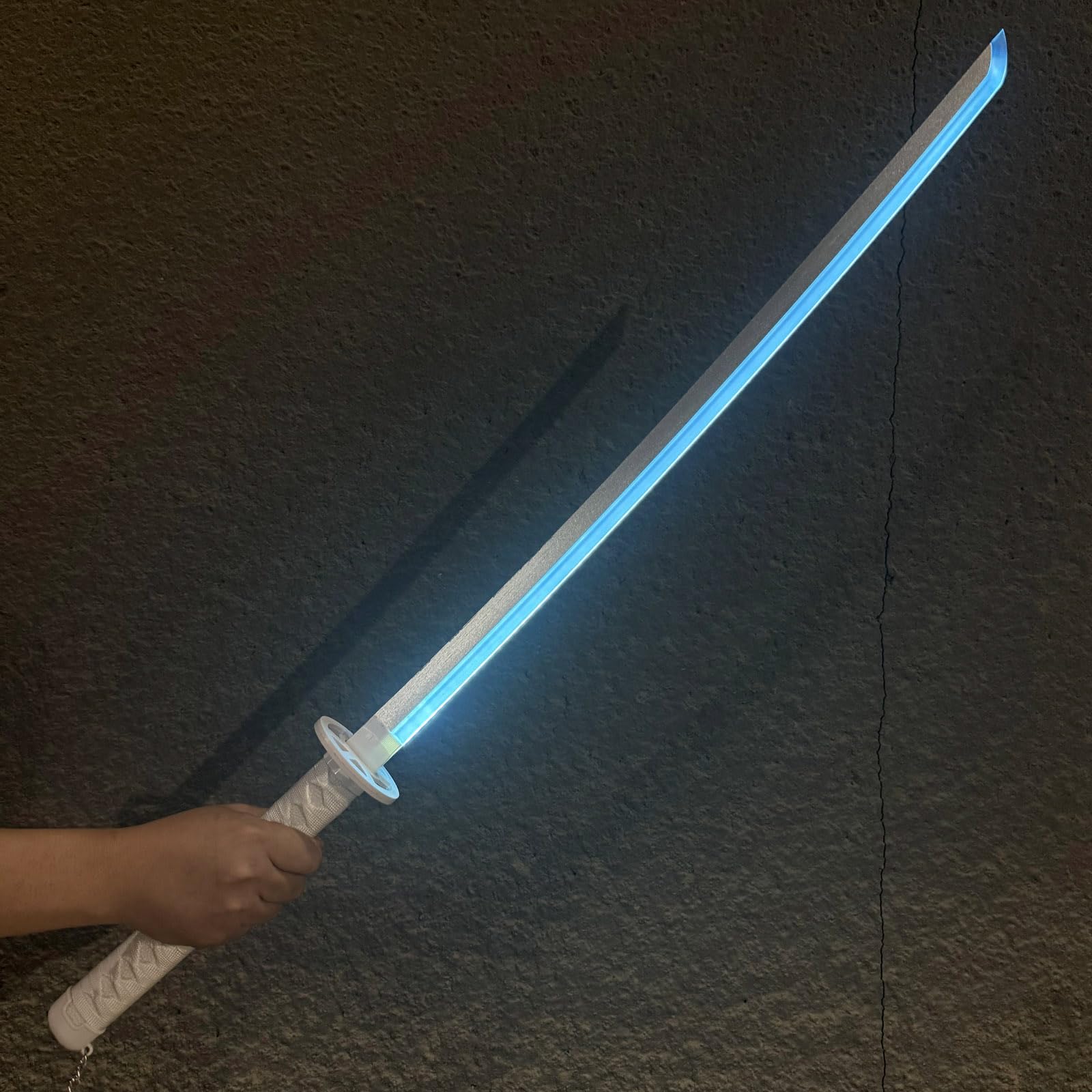 Sable de luz de 100 cm,Katana de Madera,Bokken Hecho a Mano con Banda Luminosa,Katana de bambú para Entrenamiento de Kendo,Cosplay,Fiesta,Regalo (Negro,Blanco)
