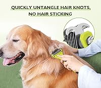 Vista 5 de Pecute Pet Dematting Tool 2 Pack - Double Sided Undercoat Rake & Dematting Comb for Detangling Matted or Knotted Undercoat Hair, Great for Medium or