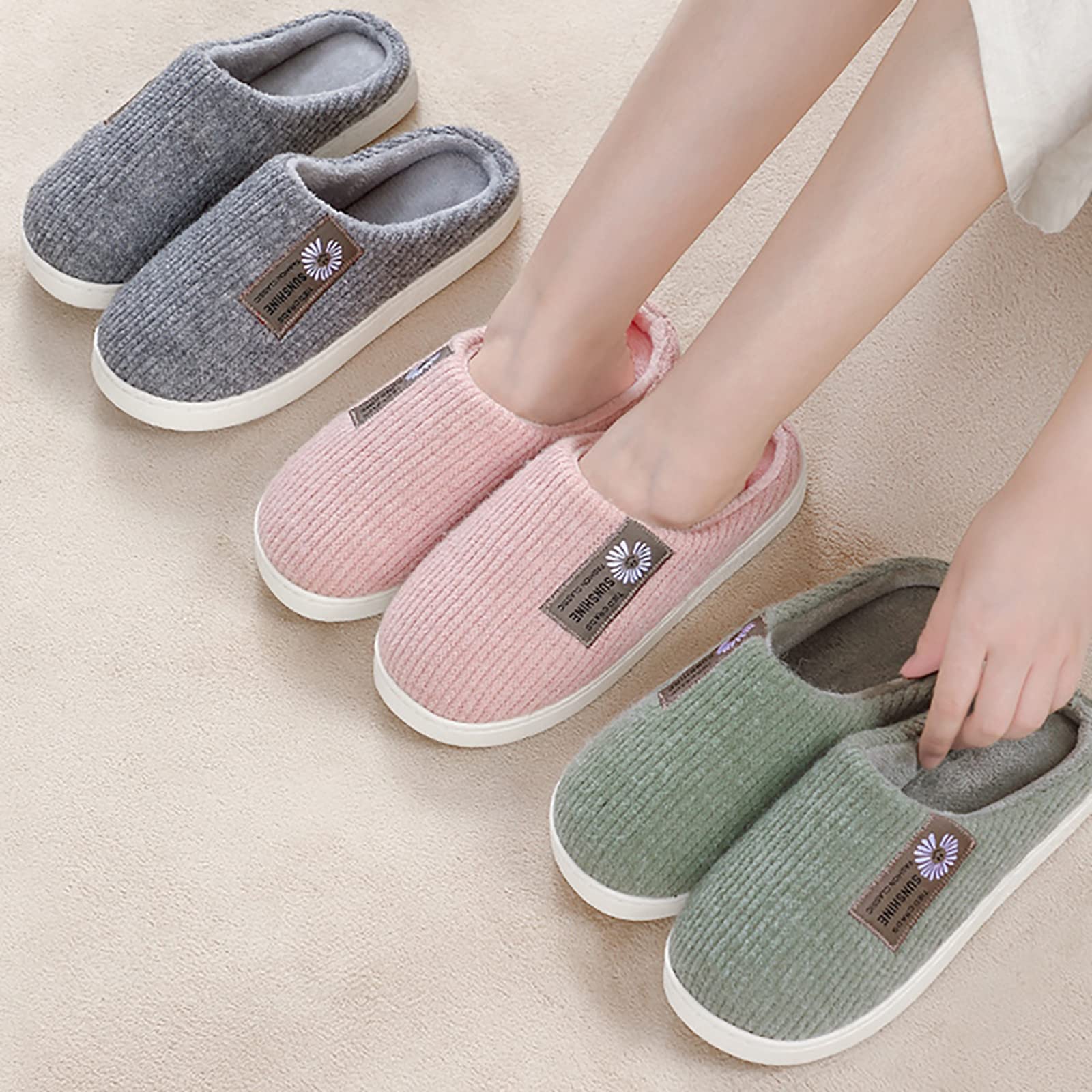 Generic Zapatillas de estar por casa para mujer, cálidas, cómodas, pantuflas de espuma viscoelástica, suaves y antideslizantes