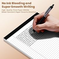 Vista 5 de Paquete de 2 blocs legales de 8.5 x 11 pulgadas, 50 hojas/paquete, blocs de escritura blancos con rayas universitarias y perforadas, blocs de papel