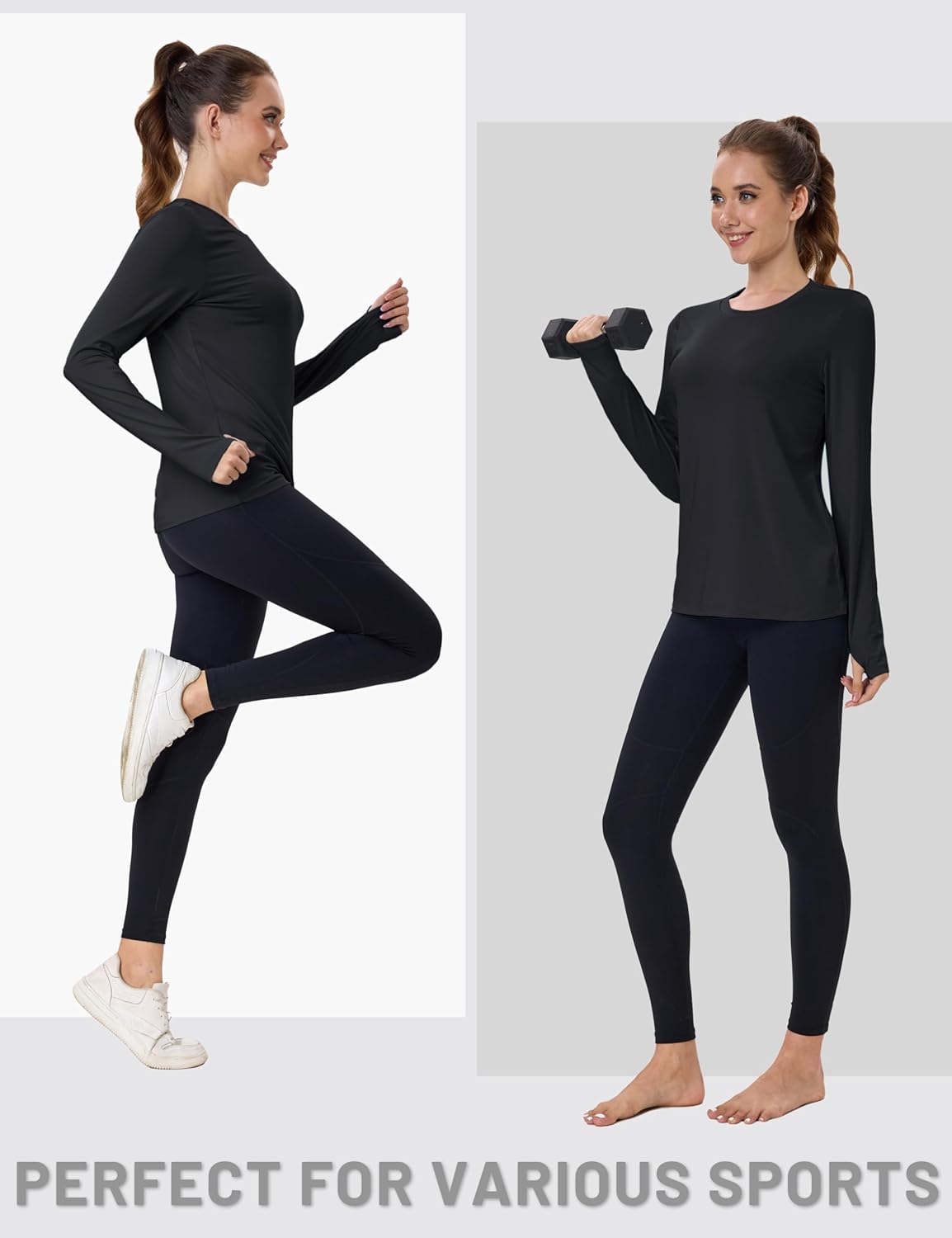 MAGCOMSEN Women's Long Sleeve Rash Guard Tshirts UPF 80+ Quick Dry Sun Shirts Swim Running Workout Tops with Thumb Holes - Image 6