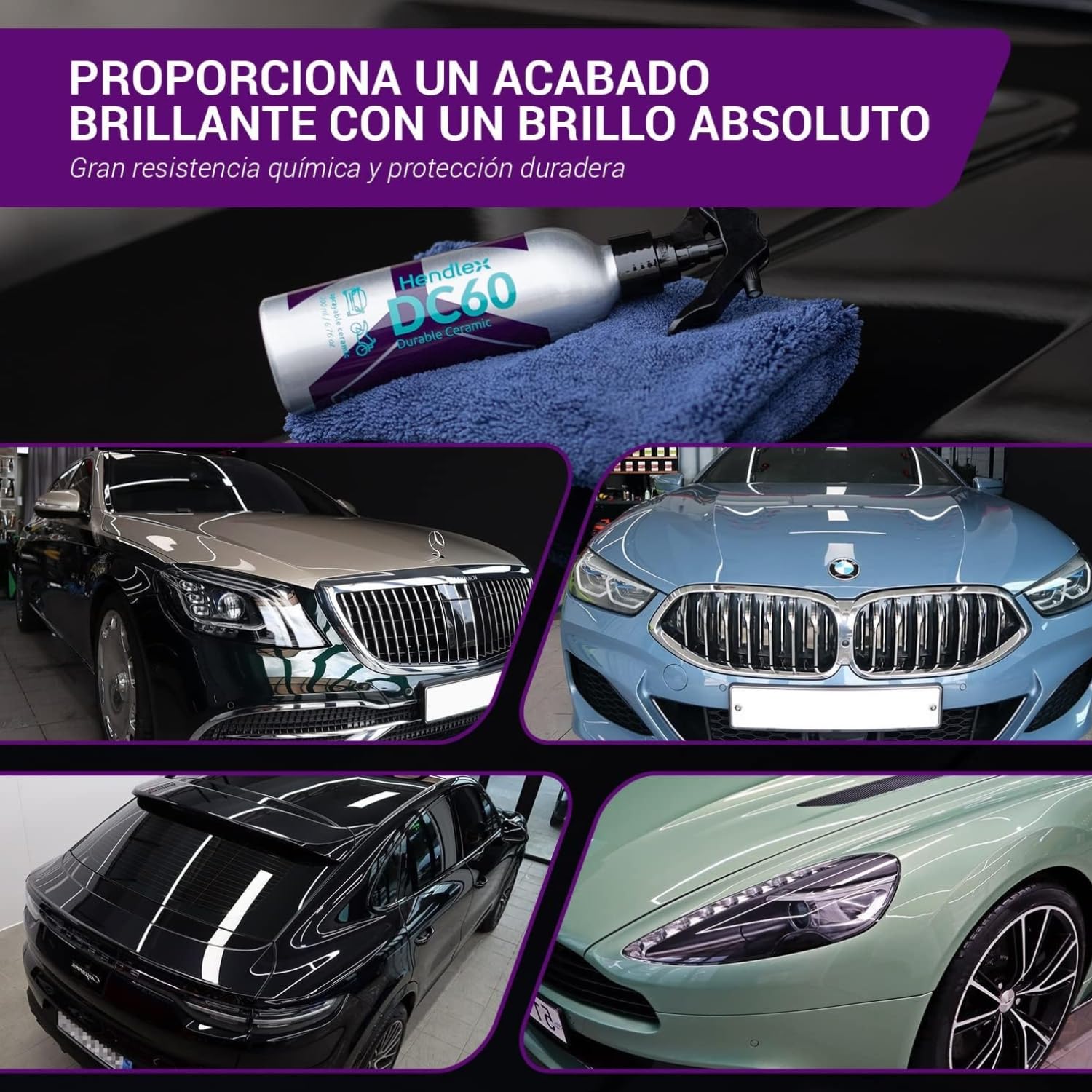 Hendlex DC60 Revestimiento Cerámico en Spray 200 ml para Coche | Recubrimiento cerámico para coche, brillo profundo, efecto hidrofóbico, protección UV, fácil aplicación