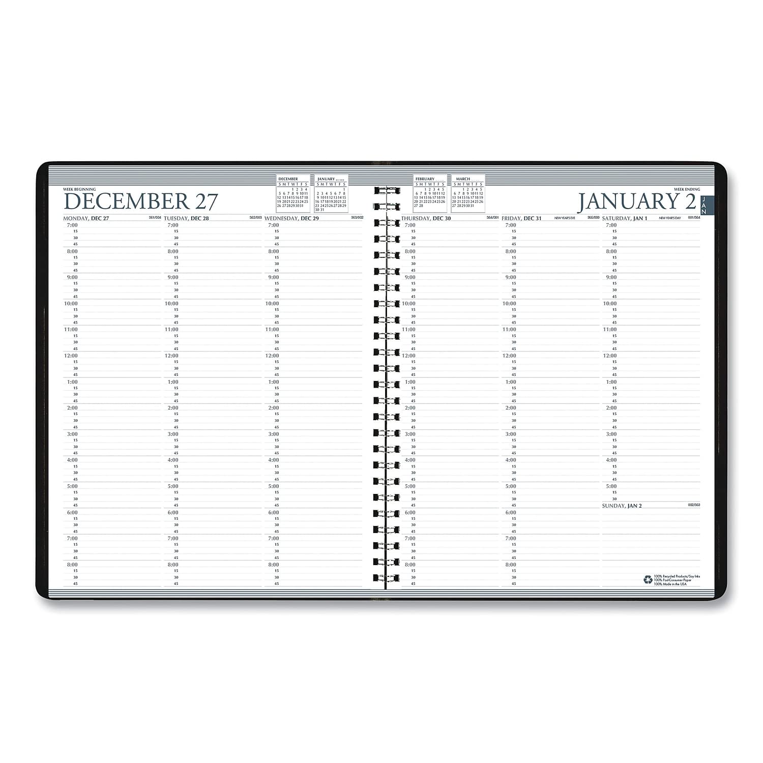 House of Doolittle Planificador semanal profesional de dos años 2024-2025, negro, 8.5 x 11 pulgadas, enero a diciembre (HOD272002-24)