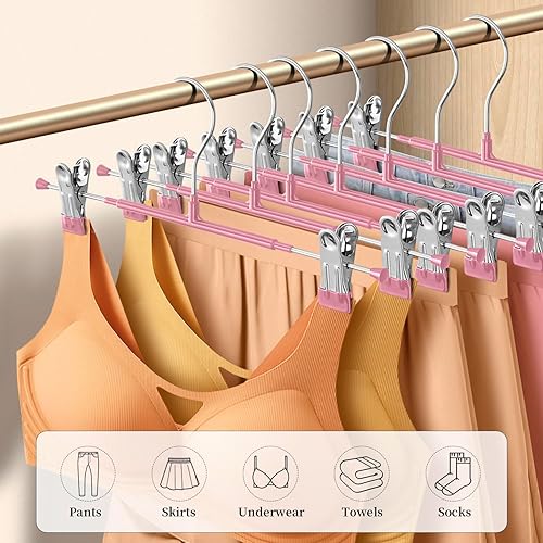 Miniatura 29 de Perchas para pantalones con clips para mujer, paquete de 20 perchas ajustables y resistentes que ahorran espacio para faldas, pantalones negro